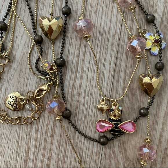 Betsey Johnson vintage y2k butterfly rhinestone multi chain necklace - Picture 7 of 8